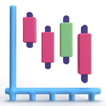 a blue and pink bar chart on a white background