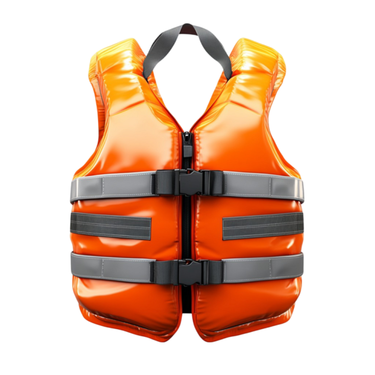 an orange life vest on a white background