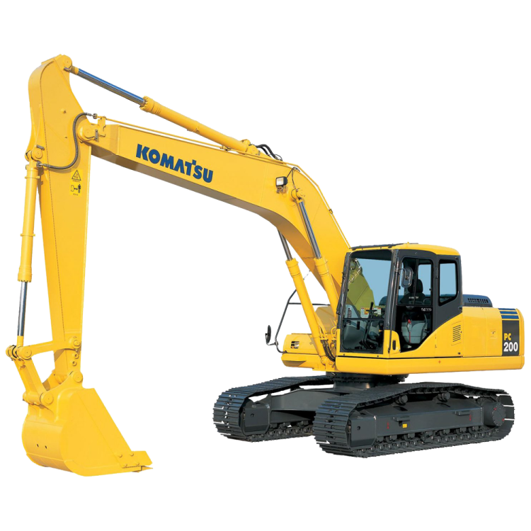 a yellow exor digger with a white background