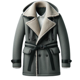 a gray coat with a fur collar