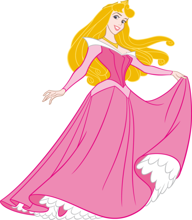 a princess in a pink dress with long blonde hair