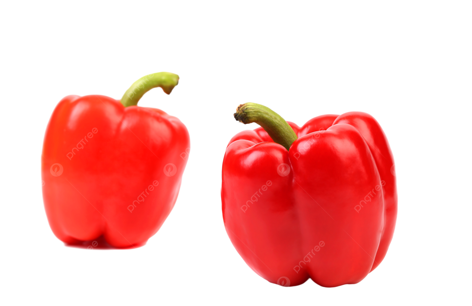 two red peppers on a white background