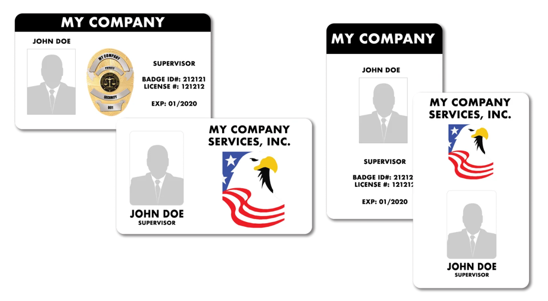 a set of four business cards with the words my company on them