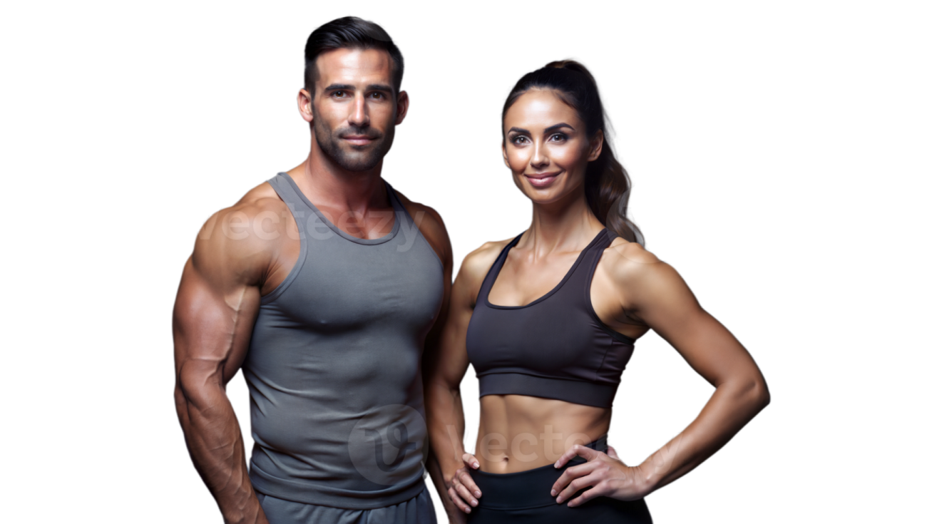 a man and woman posing for the camera