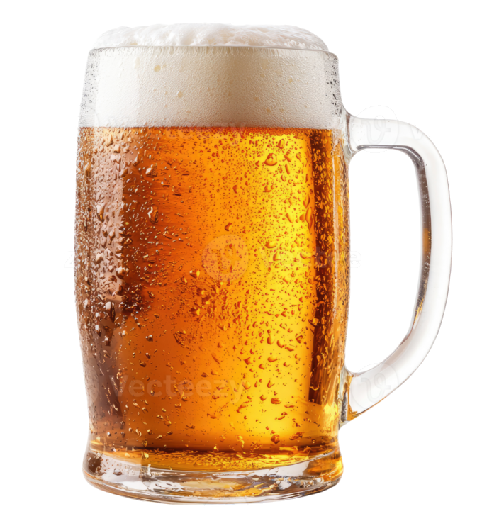 a glass of beer on a white background
