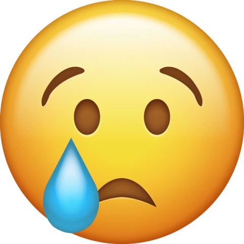 a sad face with a tear on it