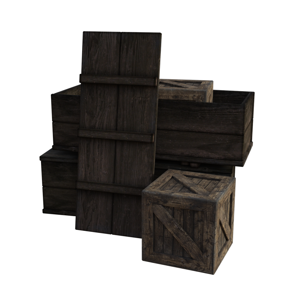 a stack of wooden crates sitting on top of each other boxes