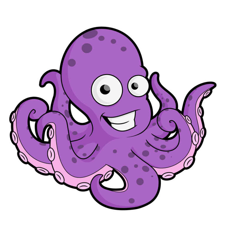 an octopus with a big smile on its face