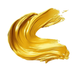 the letter c is painted with gold paint