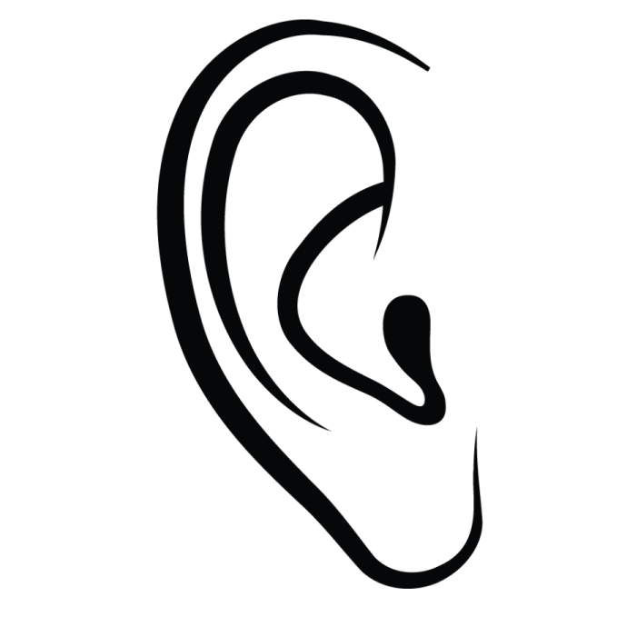 a black and white silhouette of an ear
