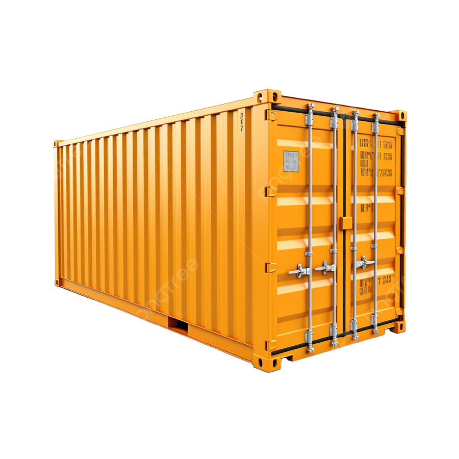 an orange shipping container on a white background