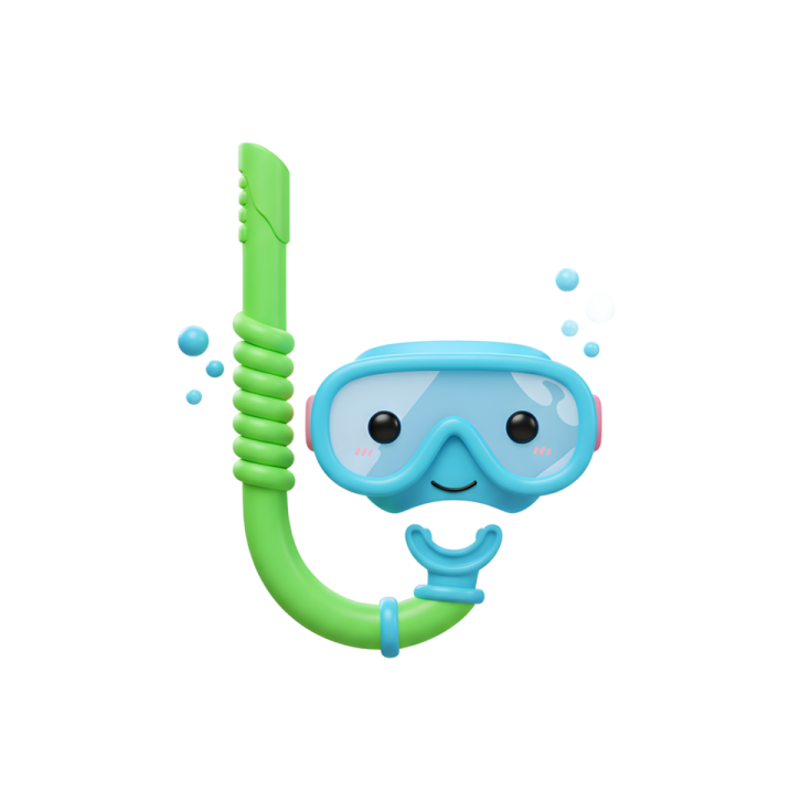 a cartoon character with a diving mask and goggles