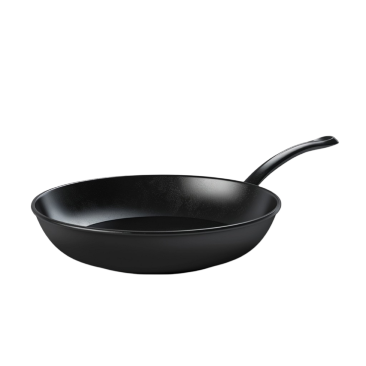 a black frying pan on a white background