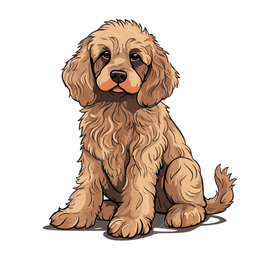 a brown dog sitting on the ground