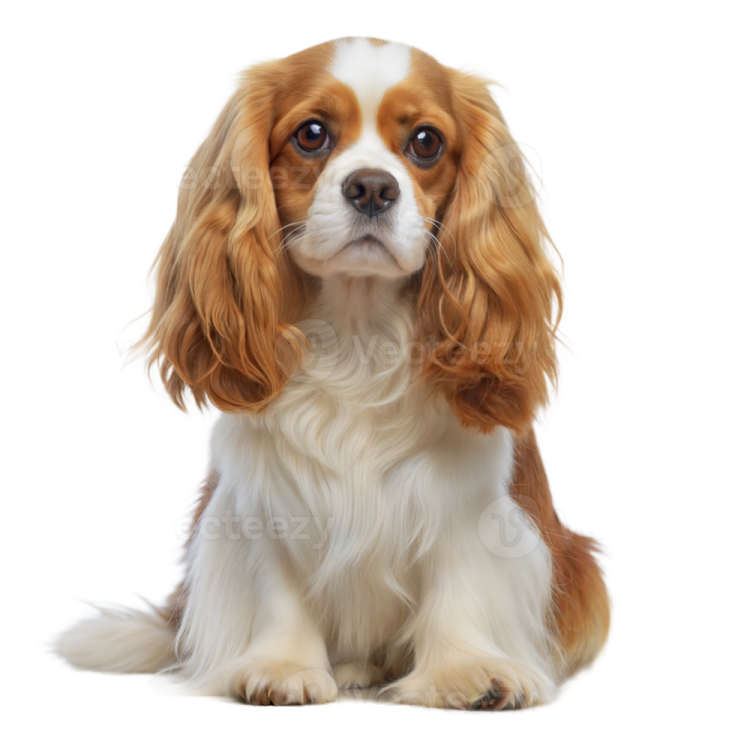 a small brown and white dog sitting down