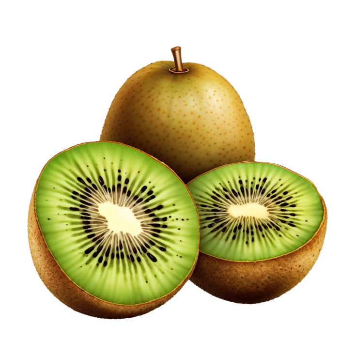 a cut in half of a kiwia fruit