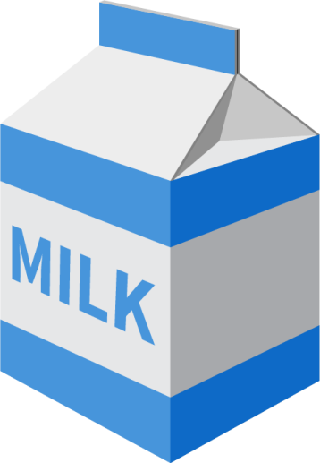 a blue box with the word milk on it