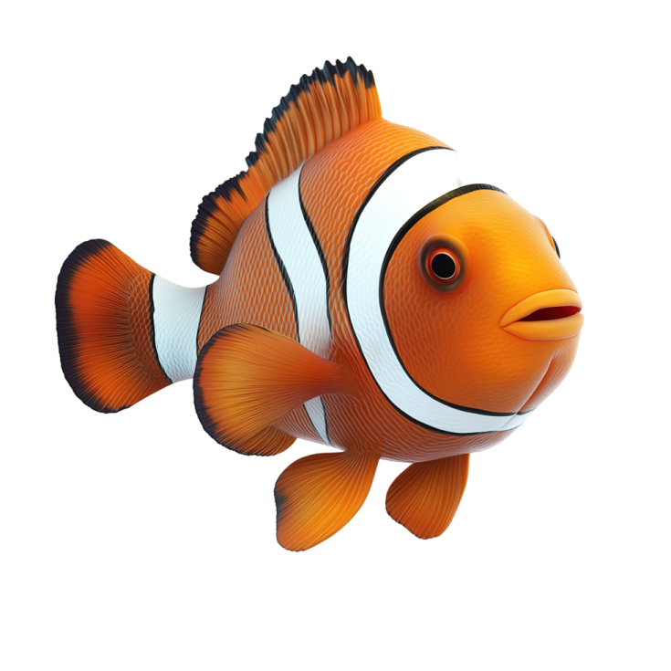 an orange clown fish on a white background