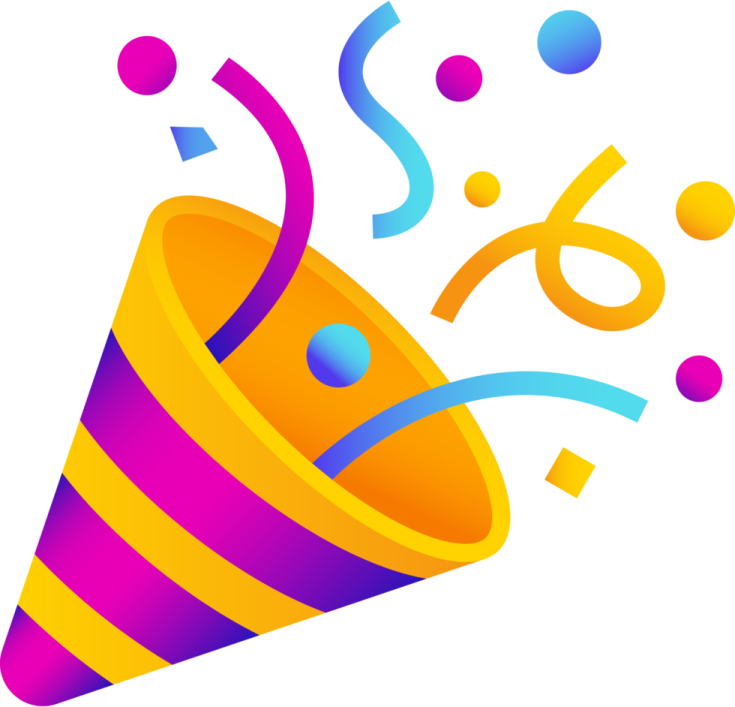 a colorful party hat with streamers and cons