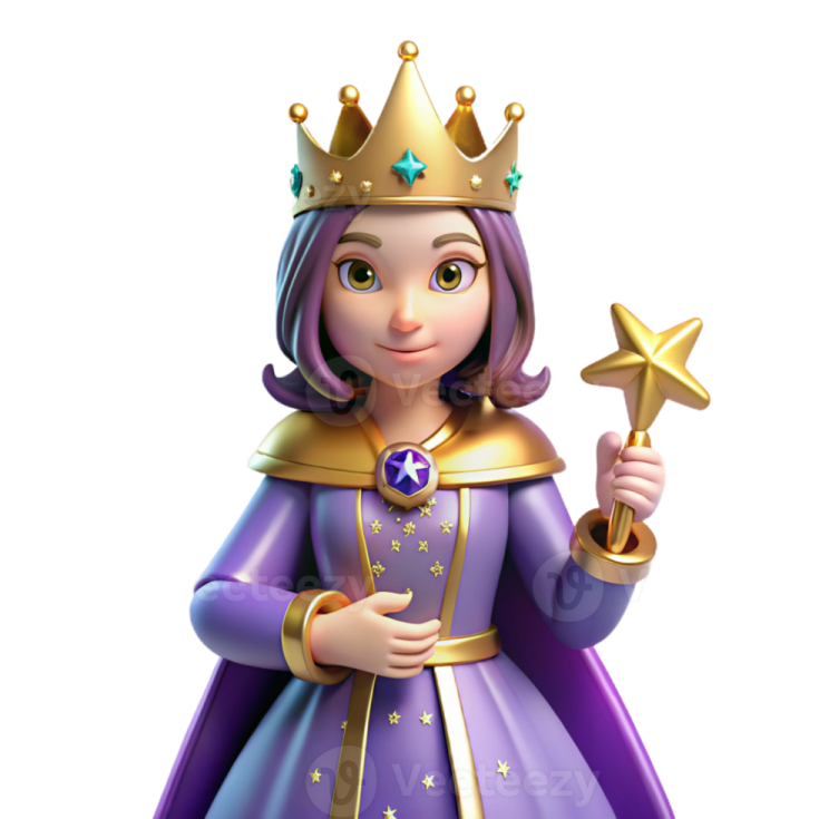 a little girl dressed as a princess holding a star