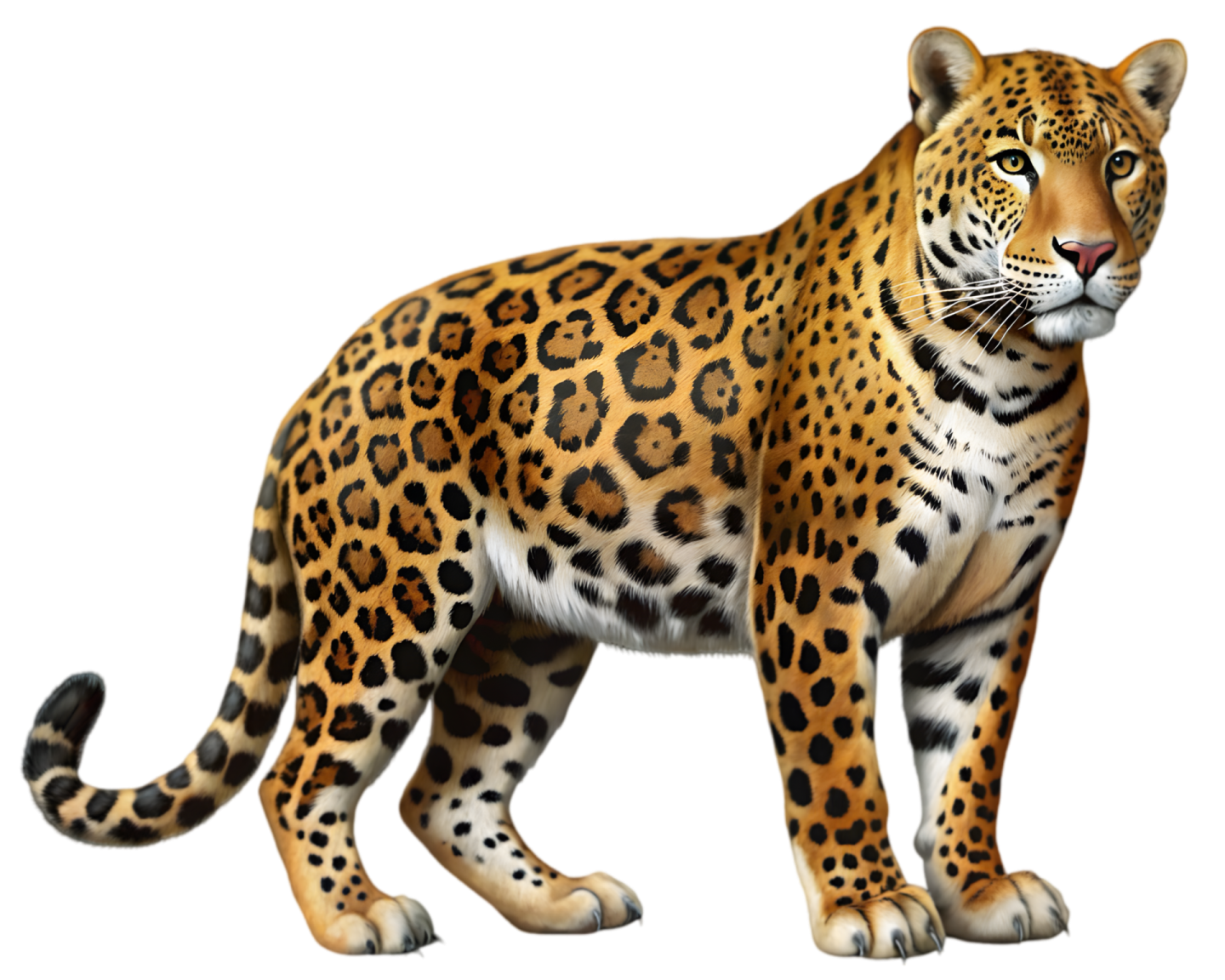 a leopard is standing in front of a white background