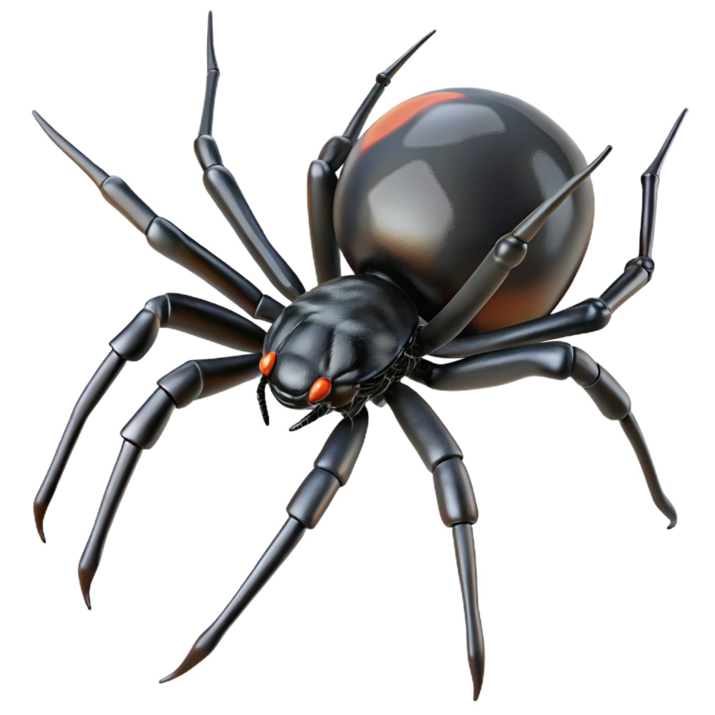 a black widow spider on a white background
