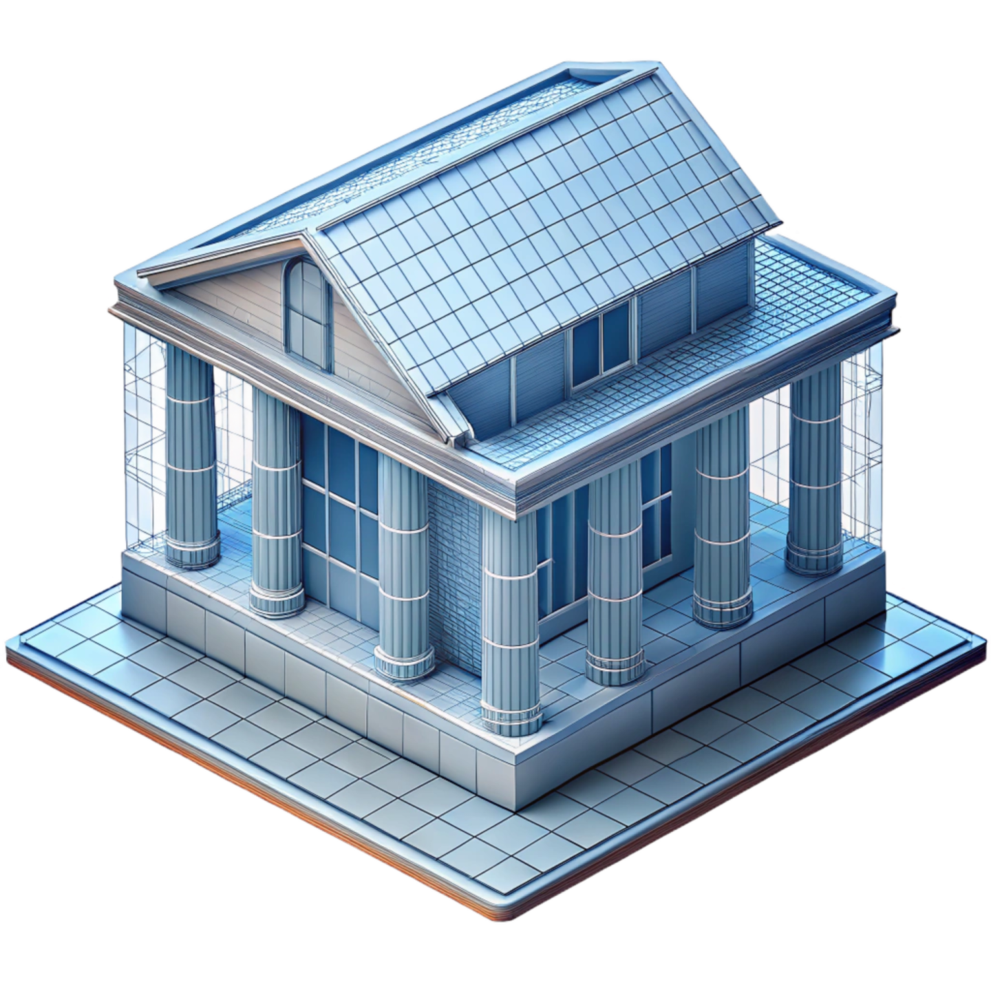 a blue house on a white background