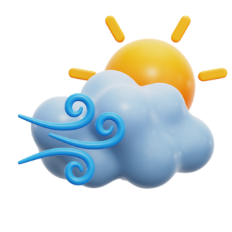 a weather icon with the sun and clouds