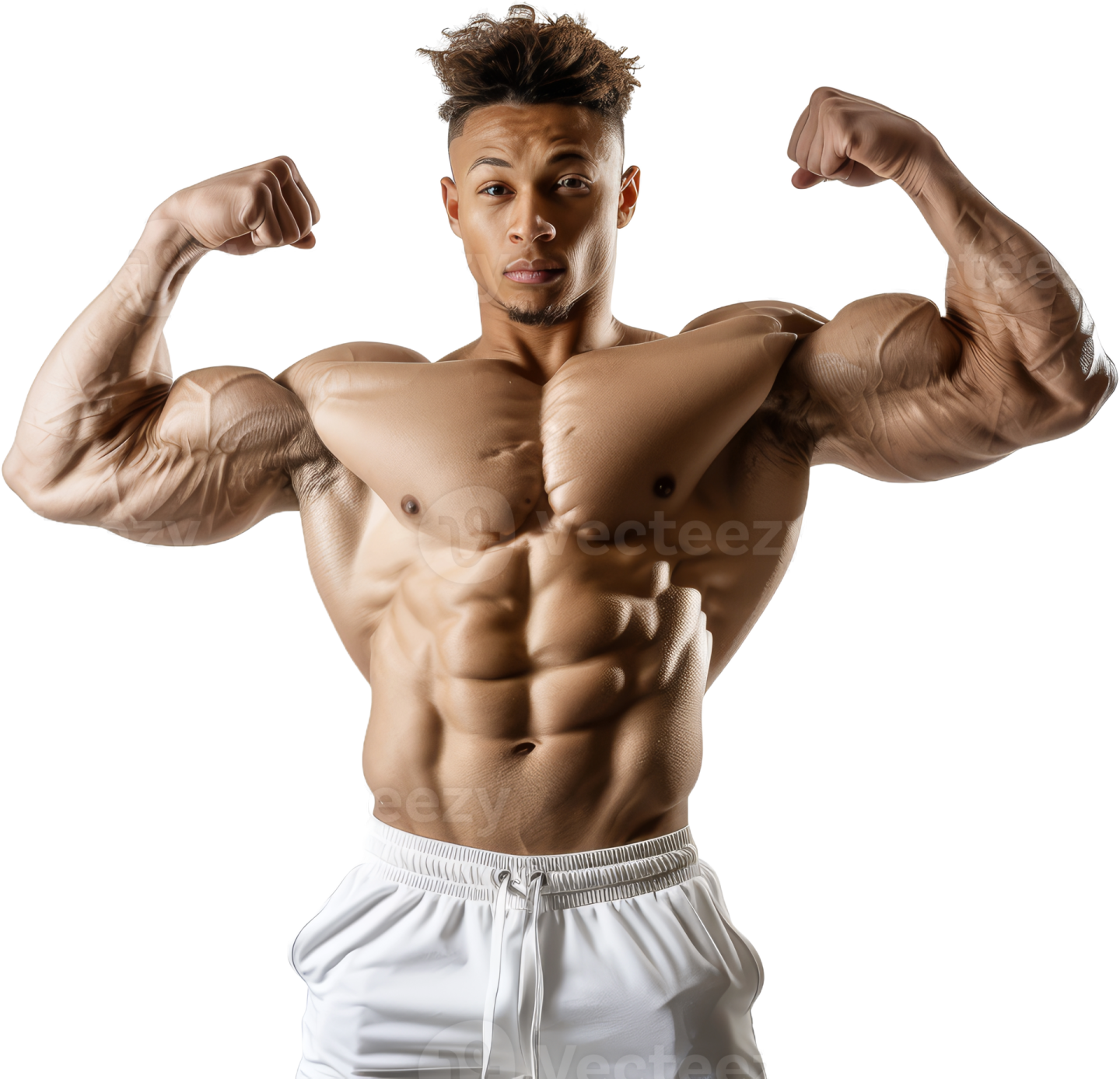 a young man flexing his muscles
