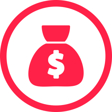 a bag of money in a circle