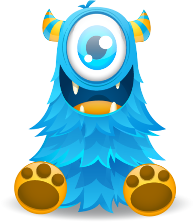 a cartoon blue monster with big eyes