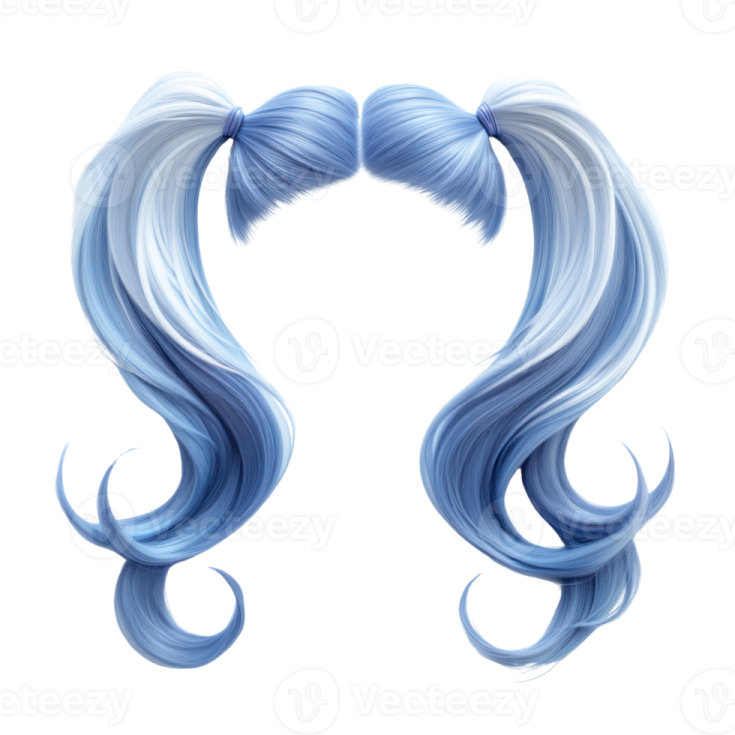 a pair of blue hair on a white background