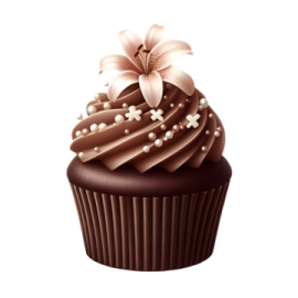 a cupcake with chocolate frosting on top