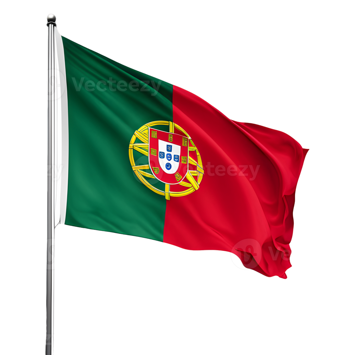 a portugal flag flying in the wind