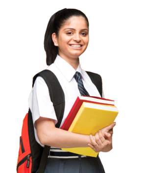 a girl in a school uniform holding a book