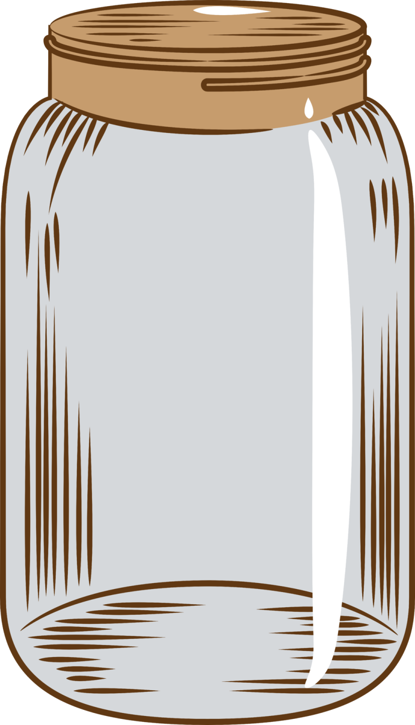 a glass jar with brown lid