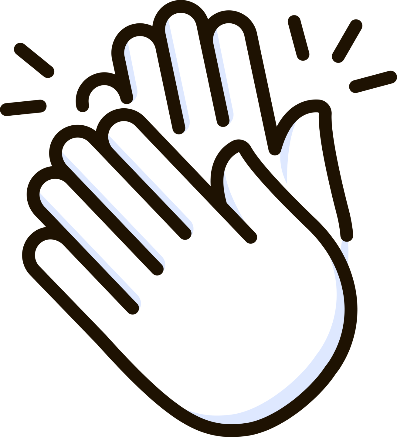 a black and white drawing of a hand
