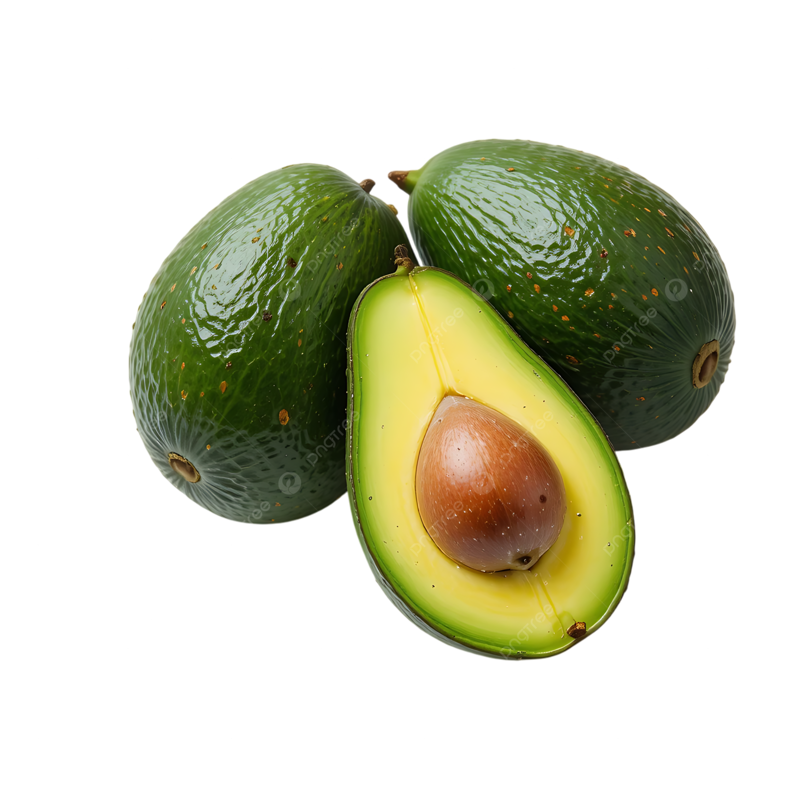 two green avocas on a white background