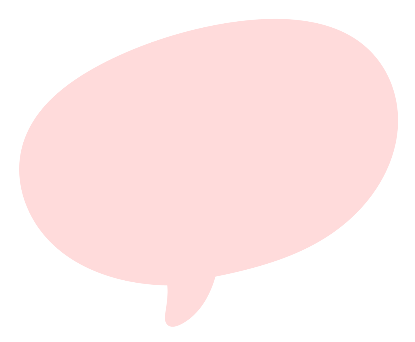 a pink speech bubble on a white background