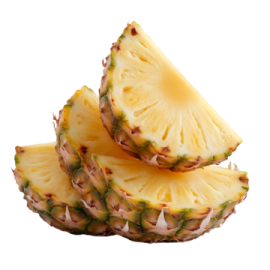 two pieces of pineapple on a white background