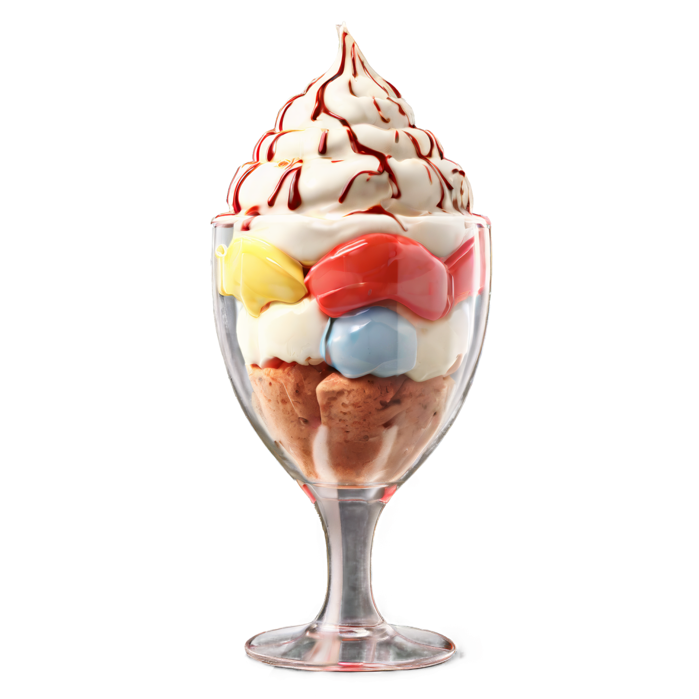 a glass filled with ice cream and chocolate