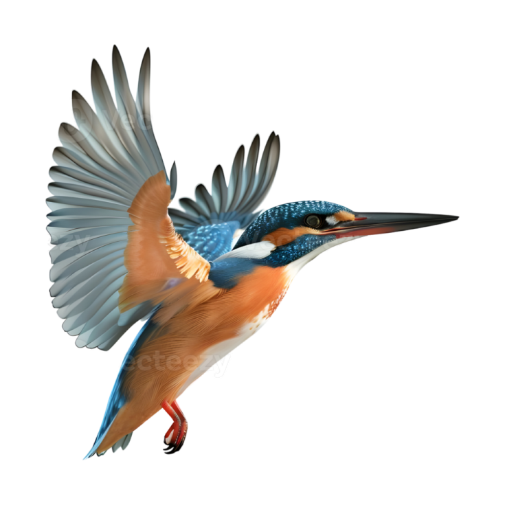 a kingfish flying with its wings open
