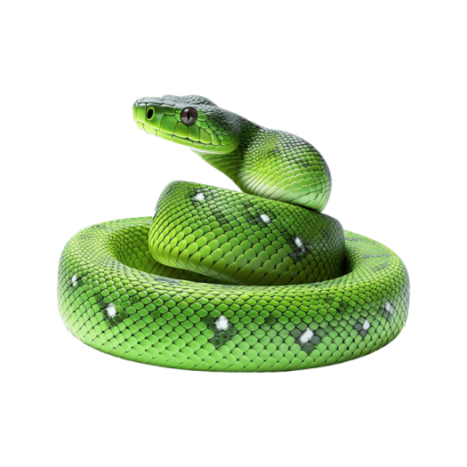 a green snake on a white background