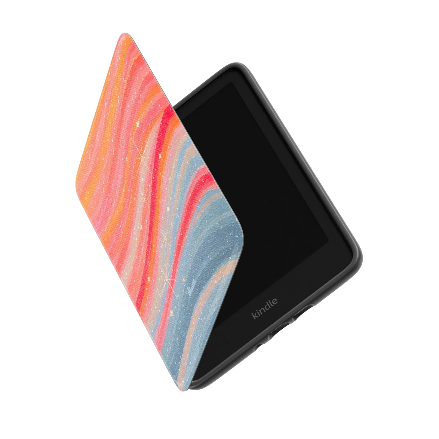 the back of an iphone case with a colorful marble pattern