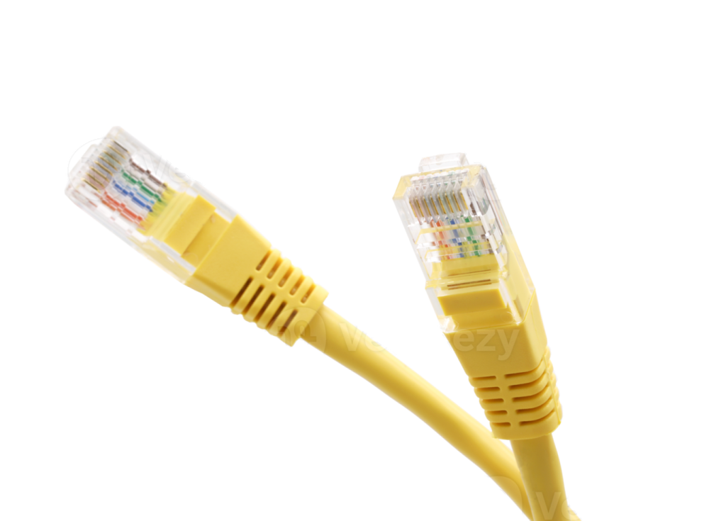 a yellow cat6 patch cable