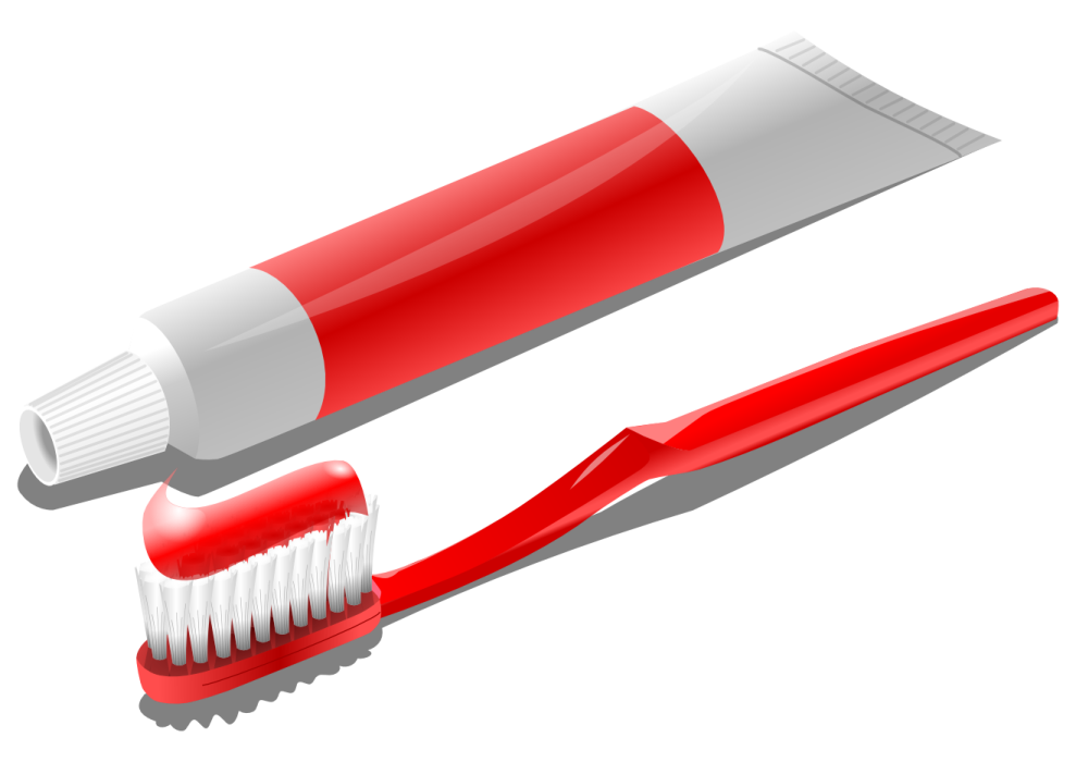 a red toothbrush and a white tooth brush