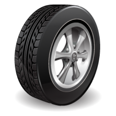 a black tire on a white background