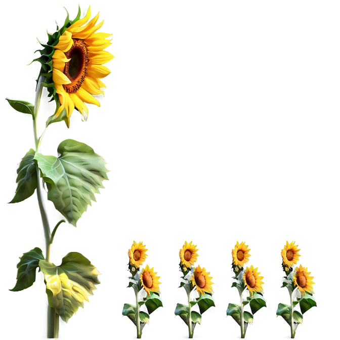 a group of sunflowers in a row