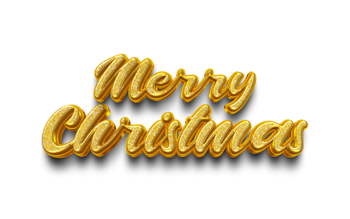 the word merry christmas in gold letters