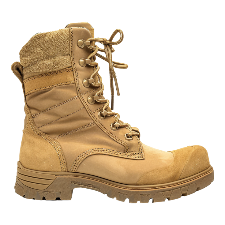 a pair of military boots on a white background